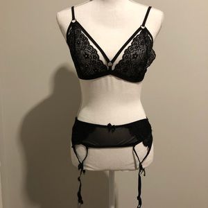 Lace Strapping Bralet & Suspender Set